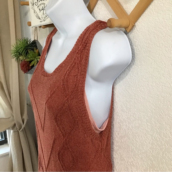Anthropologie Callahan Cableknit Peach Sweater Dress Tank Sz S-P - Picture 8 of 10
